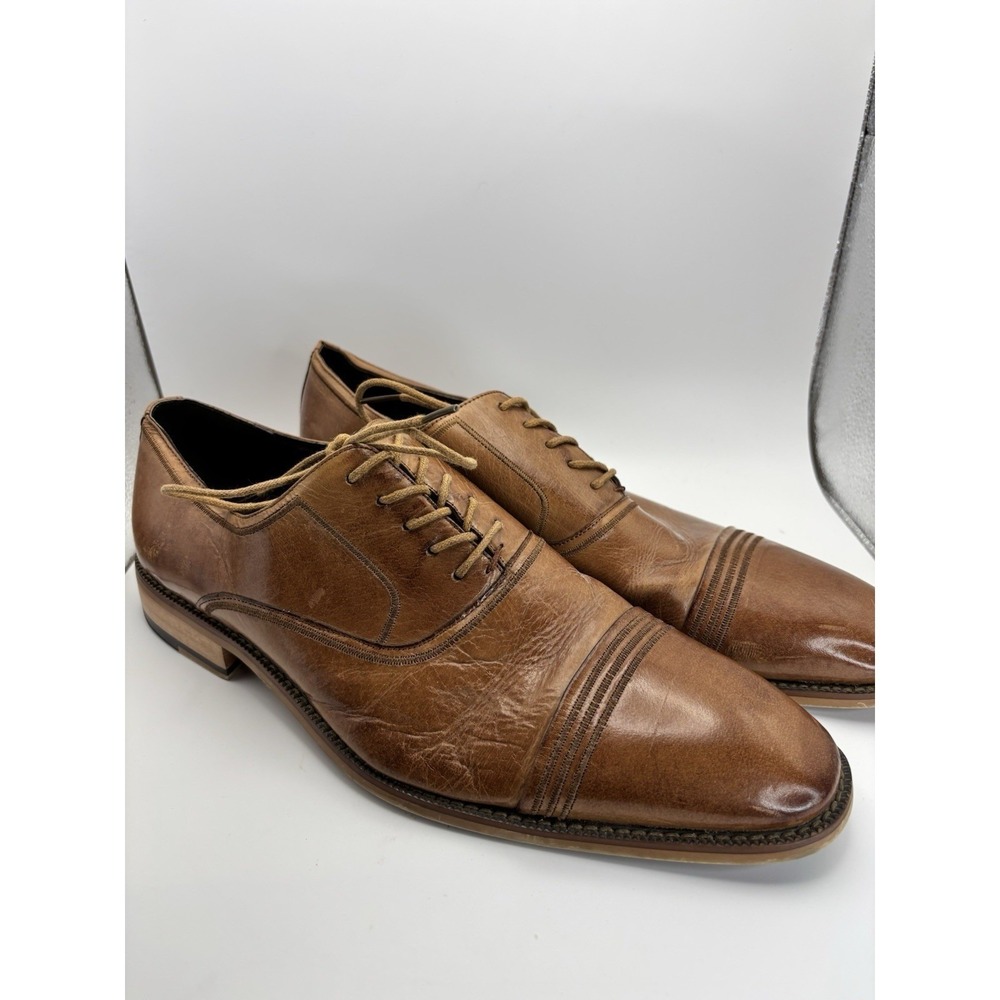 Men's Stacy Adams Bingham Cap Toe Oxfords Shoes SIZE 10.5 M Tan Dress Formal